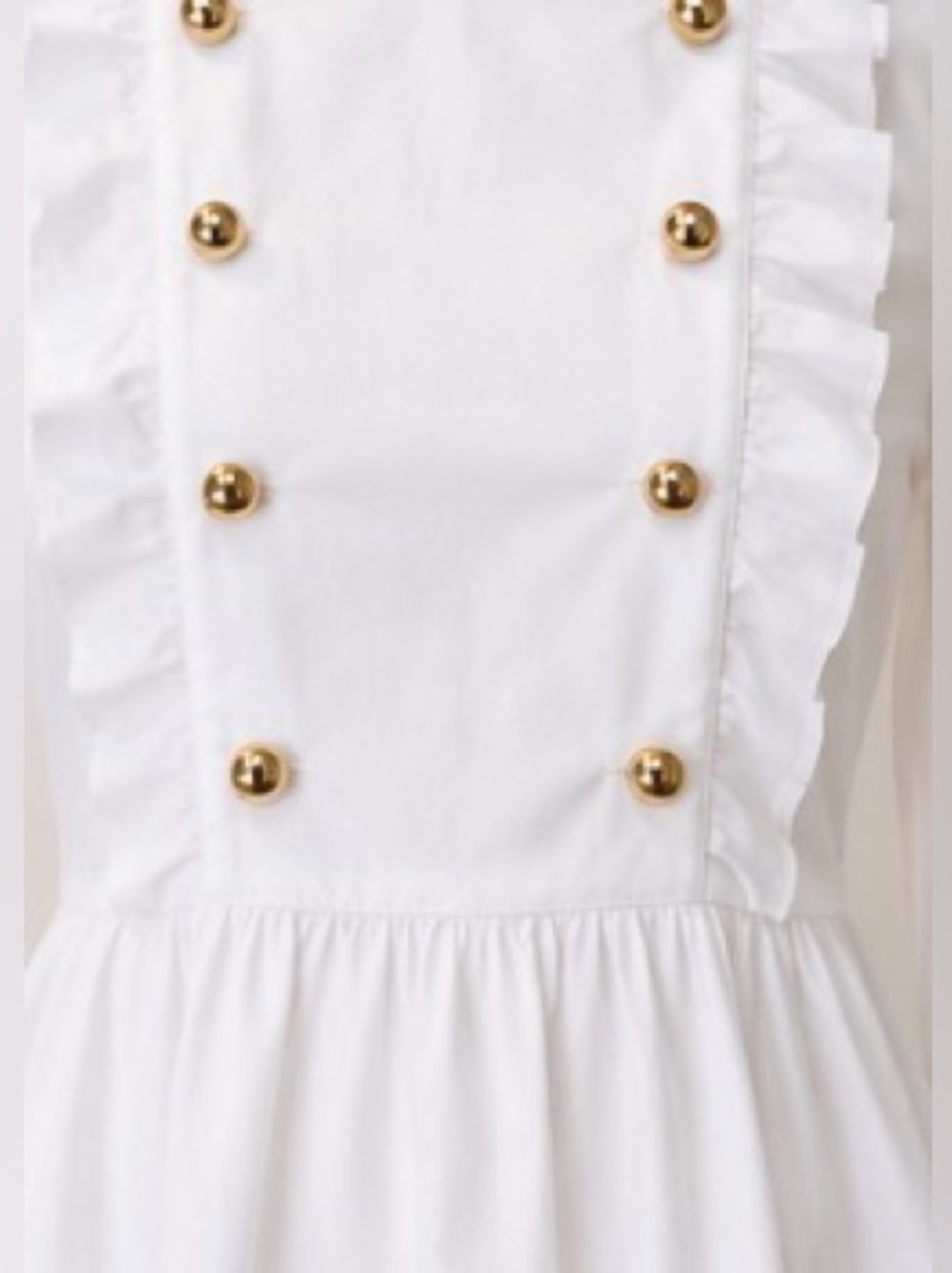 🆕 [Pinko] White Cotton Ruffle Peplum Gold Button Blouse IT 40 S Made in Italy - Picture 4 of 13